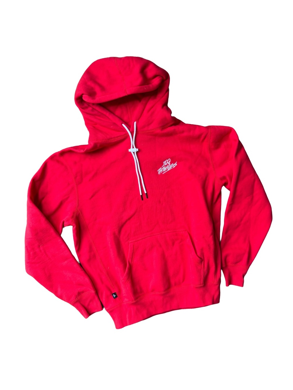 100 Thieves 100T Los Angeles Mens Hoodie Embroidered Center Logo Red Size M